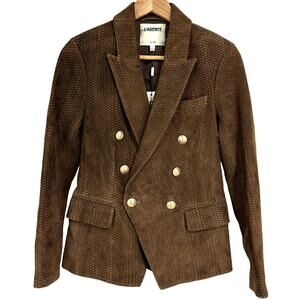 L’AGENCE NWT Kenzie Double Breasted Blazer Lambskin Snake Print Size 2